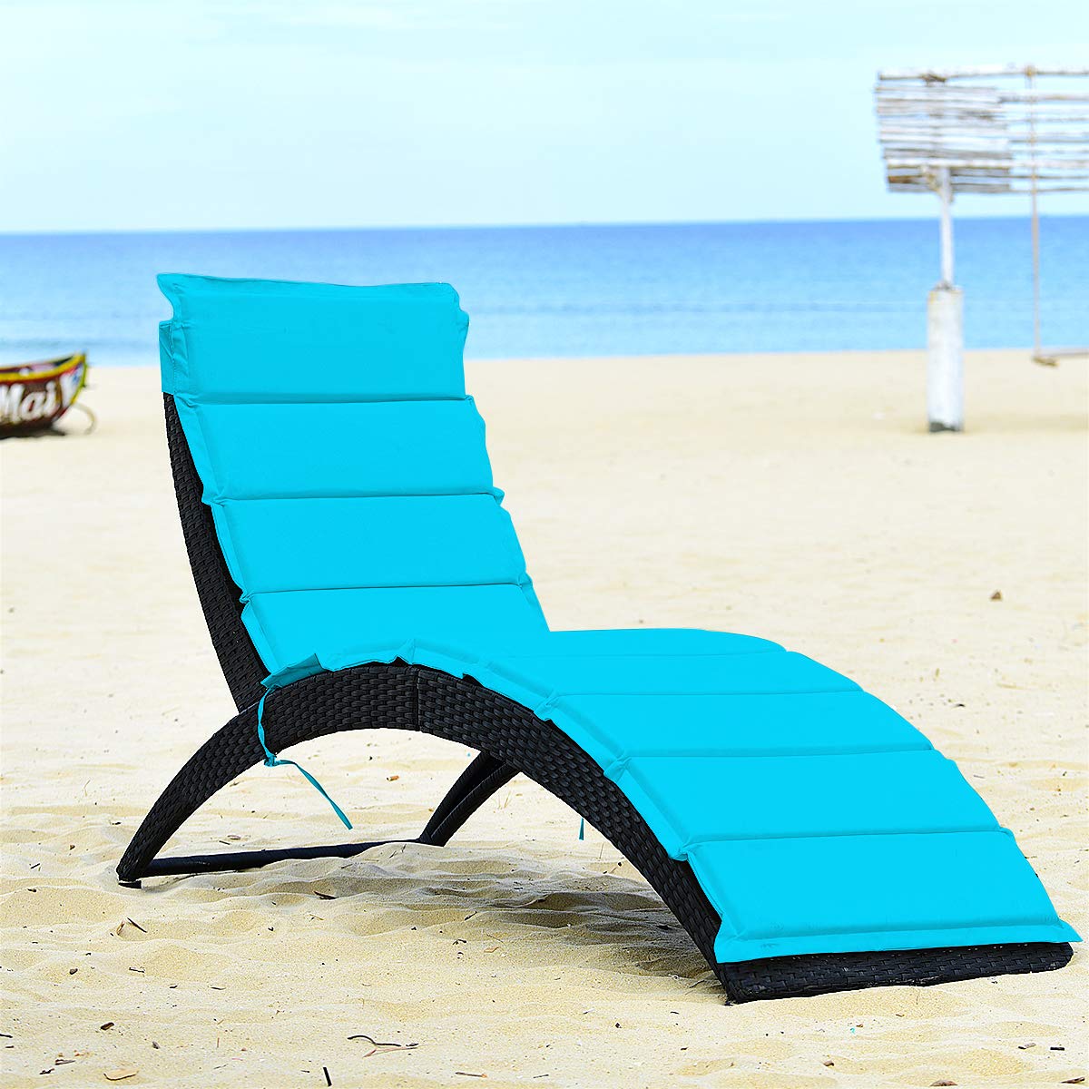 Lounge Chairs Tangkula Foldable Beach Lounge Chair For Outdoor