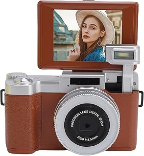 Denash 4K Digital Camera, 64MP Autofocus Vlogging Camera with 2.8 Inch Flip Screen, for Photography Travel Content Creation (Brown)