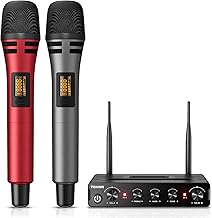 TONOR TW350 Wireless Dynamic Microphone, Professional Microphone System for Karaoke, UHF Wireless Microphone Set for DJ, Speech, Home Party, Singing, Church, Wedding, Red