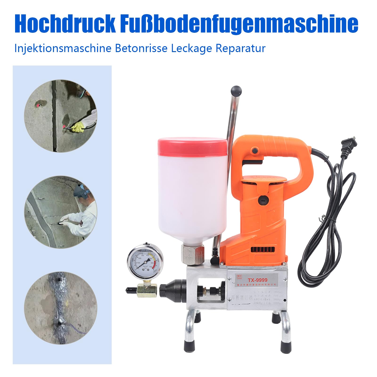 Pompa di iniezione ad alta pressione da 720 W, dispositivo di perforazione ad alta pressione con 10.000 psi, 220 V per efficace tenuta del calcestruzzo – pompa a getto ad alta pressione e perfusione