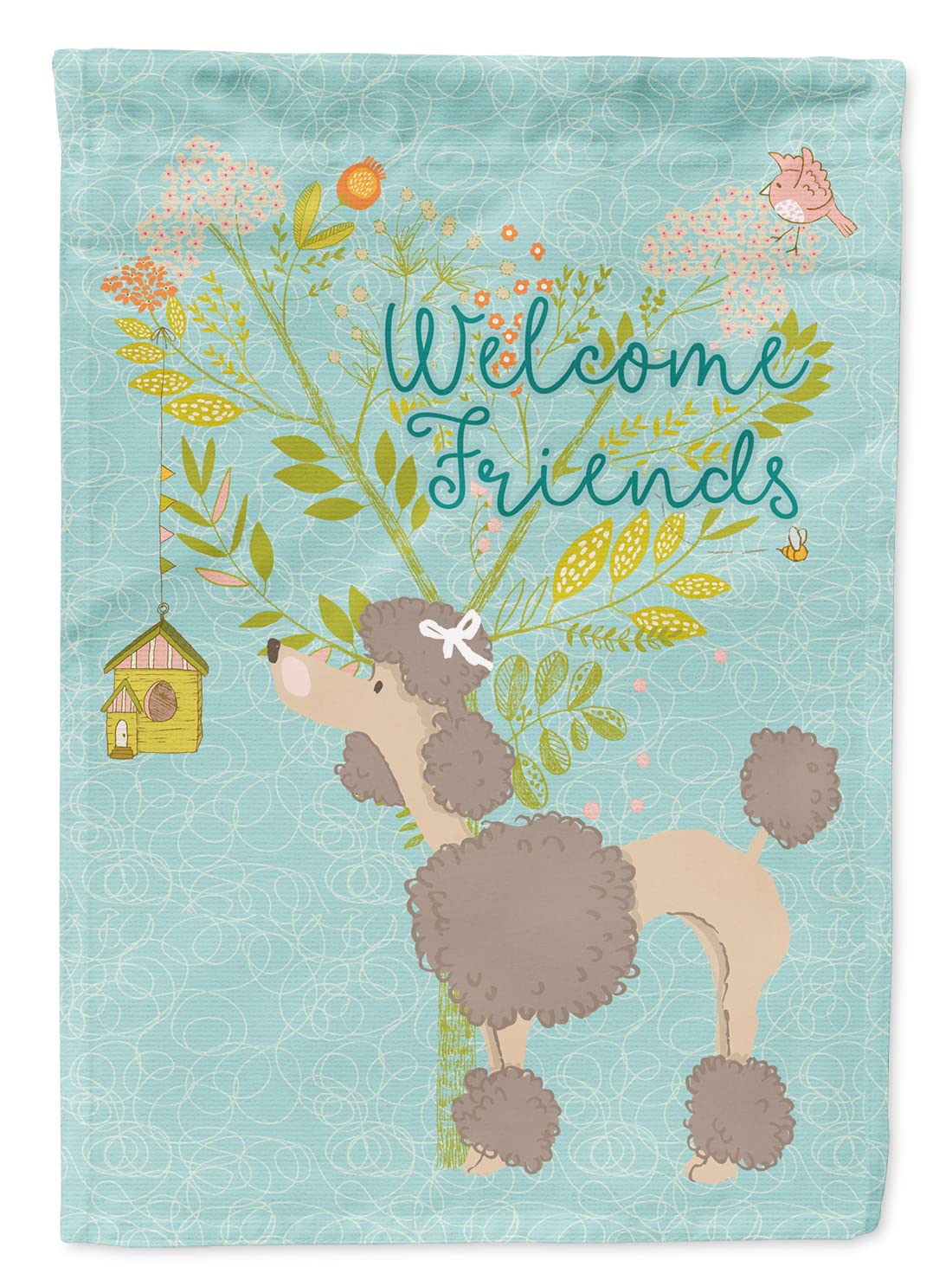 Drapeau de jardin caniche marron pour personnaliser une entrée extérieure accueillante et fleurie