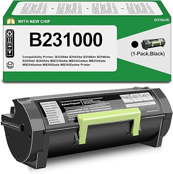 B231000 Black Toner Cartridge High Yield Compatible for Lexmark B231000 Toner for Replacement for Lexmark B2338 B2442 B2546 B2650 MB2338 MB2442 MB2546 MB2650 MB2338adw MB2442adwe MB2546ade Printer