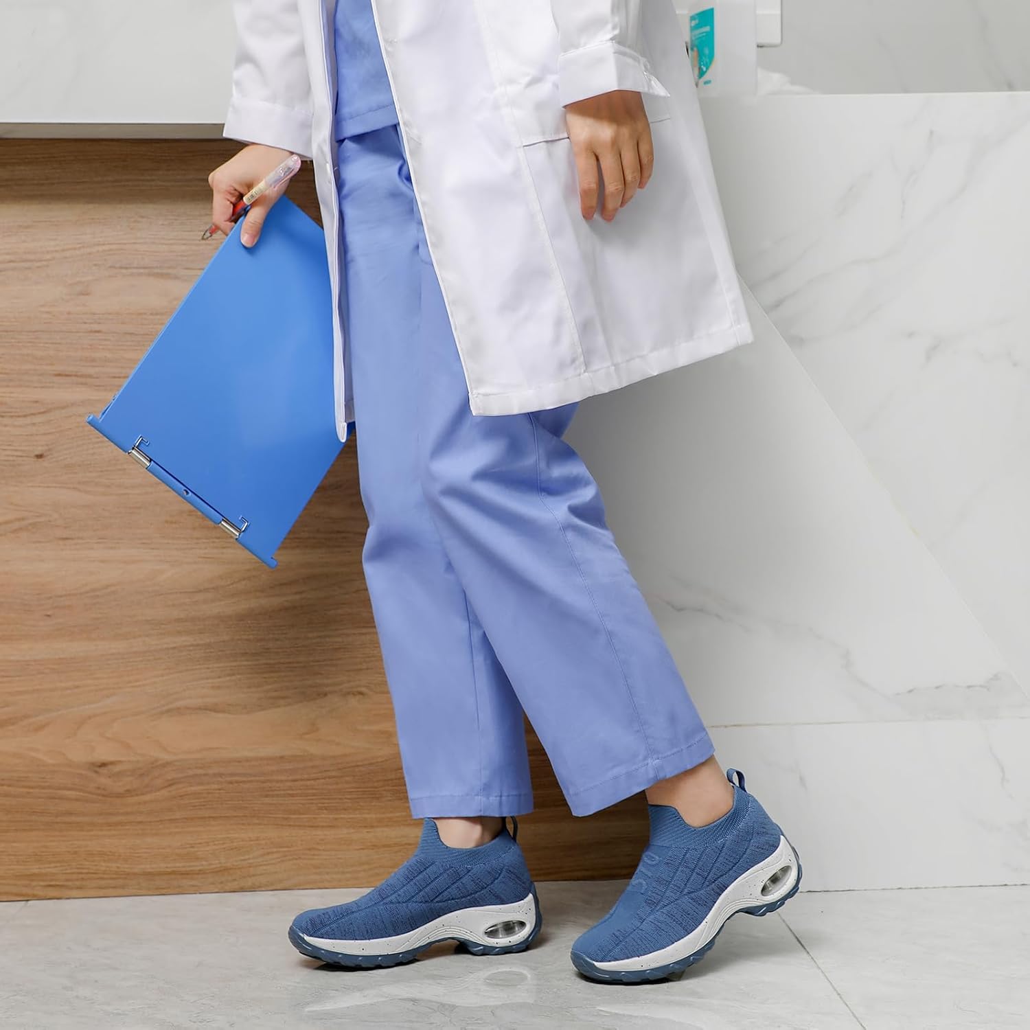 STQ Walking Shoes Women Slip on Sneakers Non Slip Work Arch Support Tennis Plantar Fasciitis Orthopedic Breathable Mesh Comfortable Ladies Nursing - Image 3