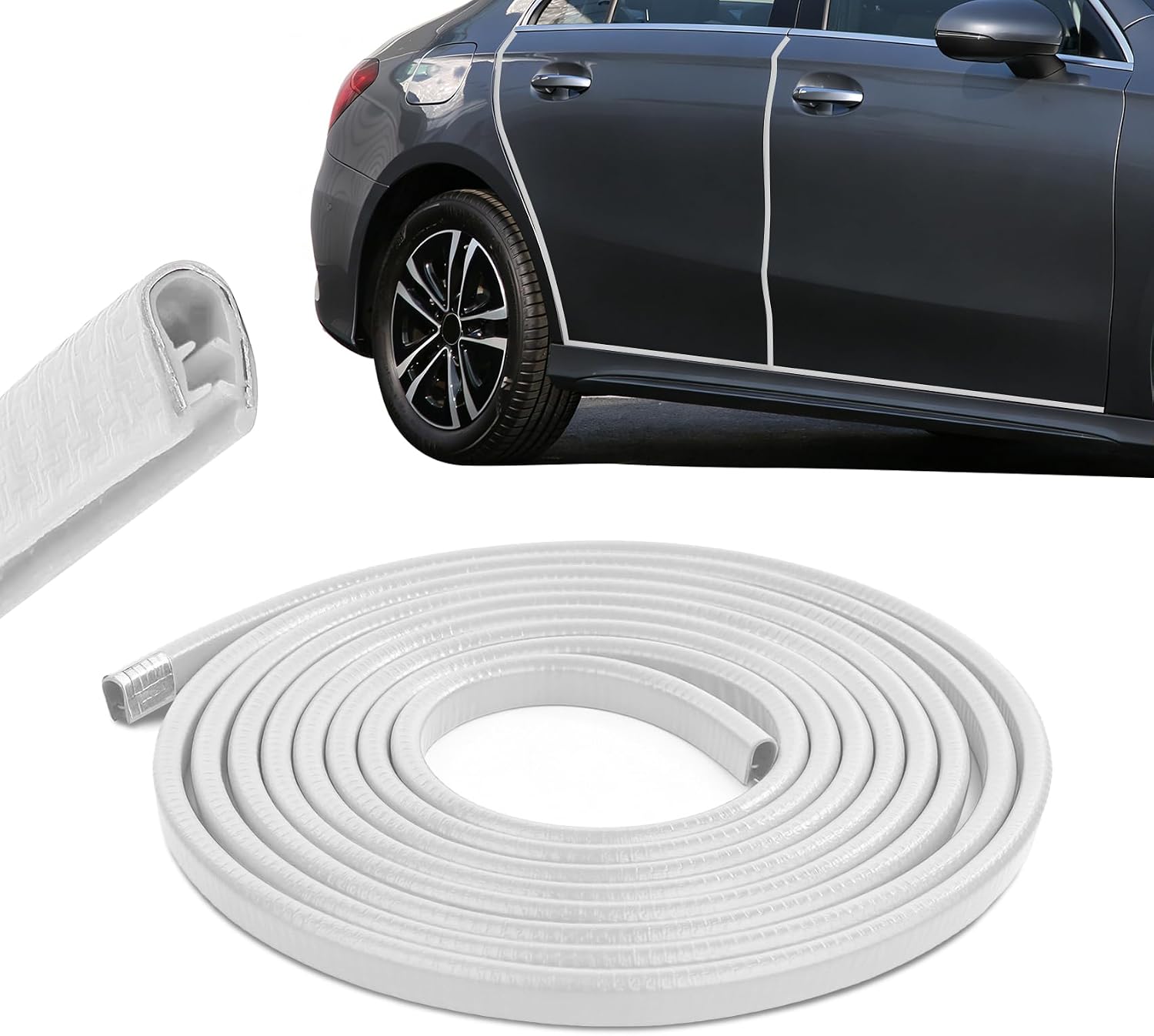 33ft (10m) Car Door Edge Guards, Car Door Protector, No-Glue Required Rubber Seal U Shape Automotive Door Entry Guard, Auto Door Edge Molding Protection for Most Vehicles (Black, 33Ft)