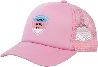 Protect Trans Kids Mesh Baseball Cap Vintage Trucker Hat Adjustable Hats for Men Women Country Ball Caps Pink-F1