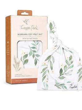 Baby Beanie Hat Top Knot Stretchy Soft"Fern" by Copper Pearl