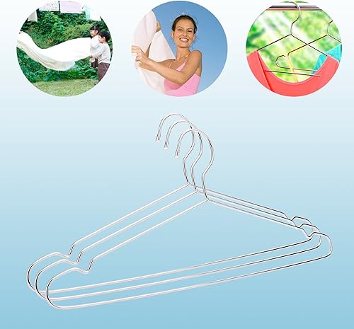 Miniatura 4 de Perchas de alambre de metal resistentes de 17.7 pulgadas, colgador de abrigos, perchas estándar para trajes, ideal para uso diario, paquete de 30,