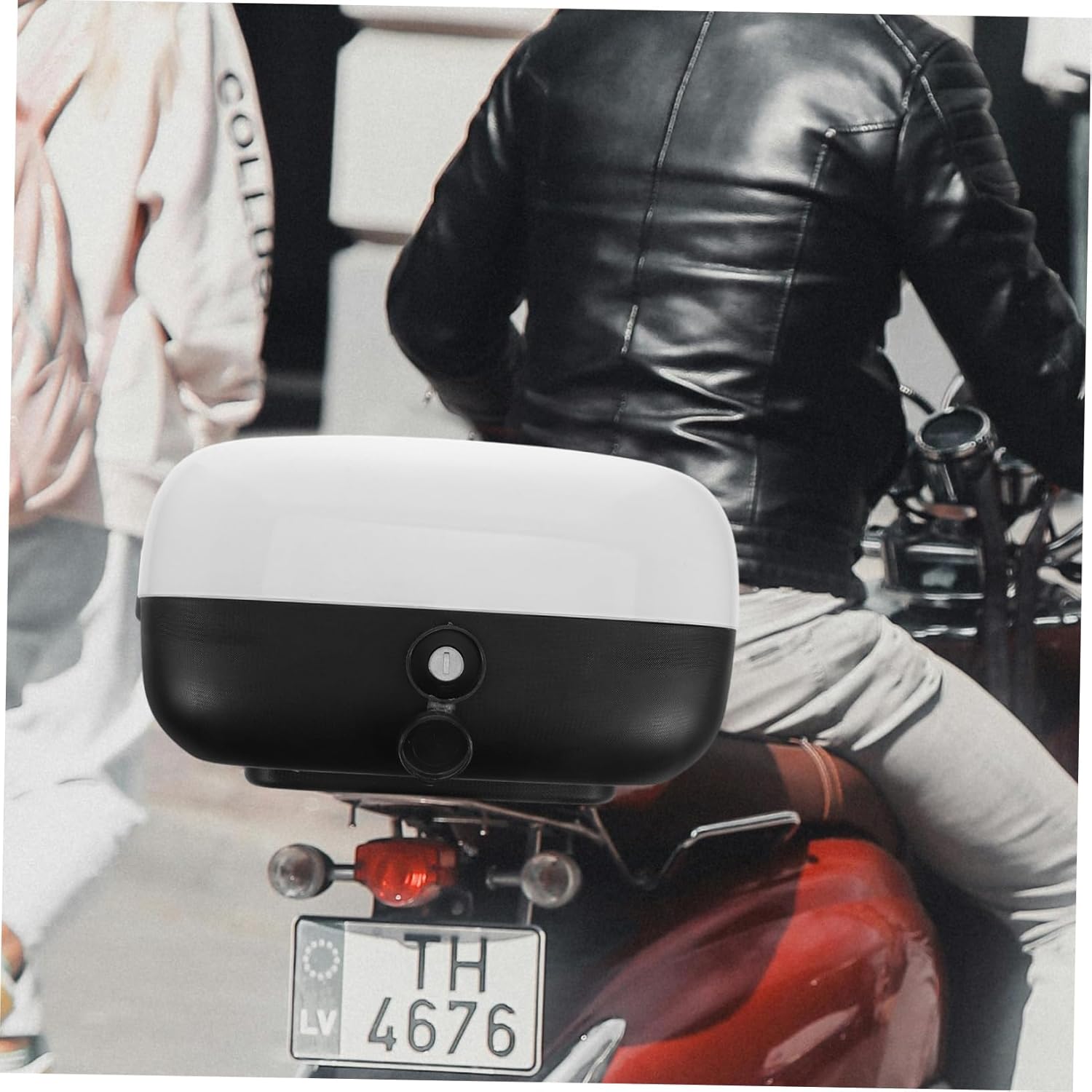 PRETYZOOM Lockable Electric Bike Trunk Box Fit for Moped Scooter Rear Storage Tail Box Backrest for Motorcycle