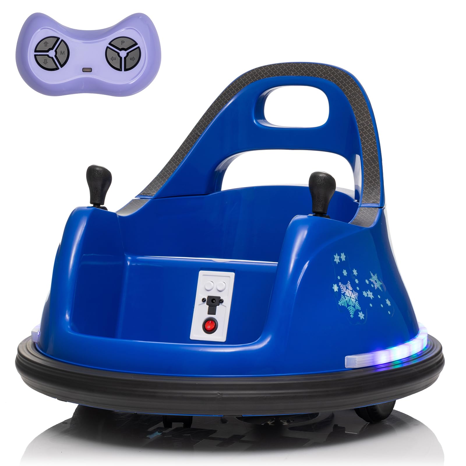 Electric Kids Car Ride On Bumpin Bumper Car for Boys and Girls, 12V Electric Bumper Car Toy Gifts W/Parent Remote Control, 360° Spin, Music and Bright LED Lights, Dark Blue