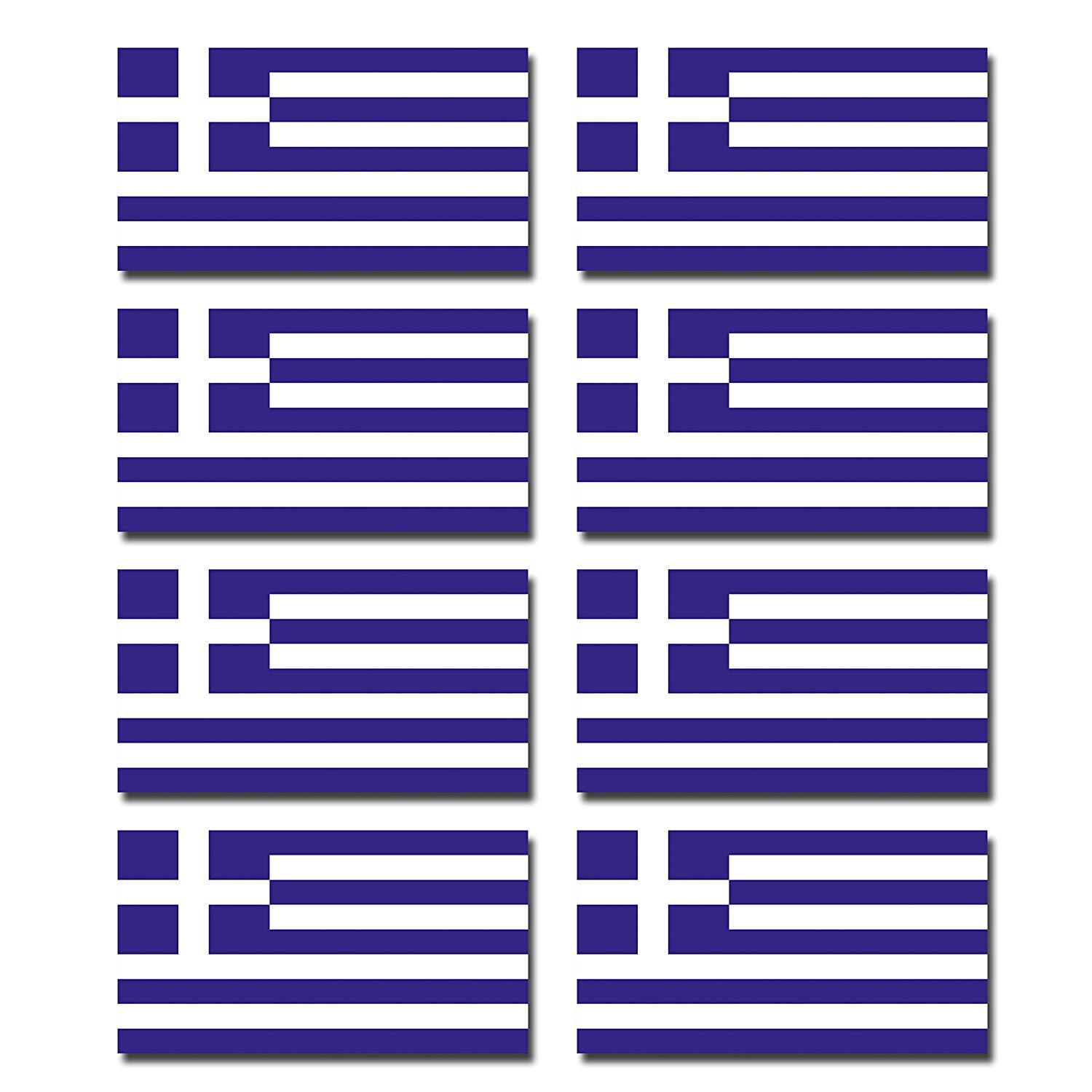 Destinationvinyl Multi 8 X Glossy Vinyl Stickers - Greece Greek Small Flag Flags Helmet Bike Motorbike #0194 (2Cm Tall X 3.7Cm Wide)