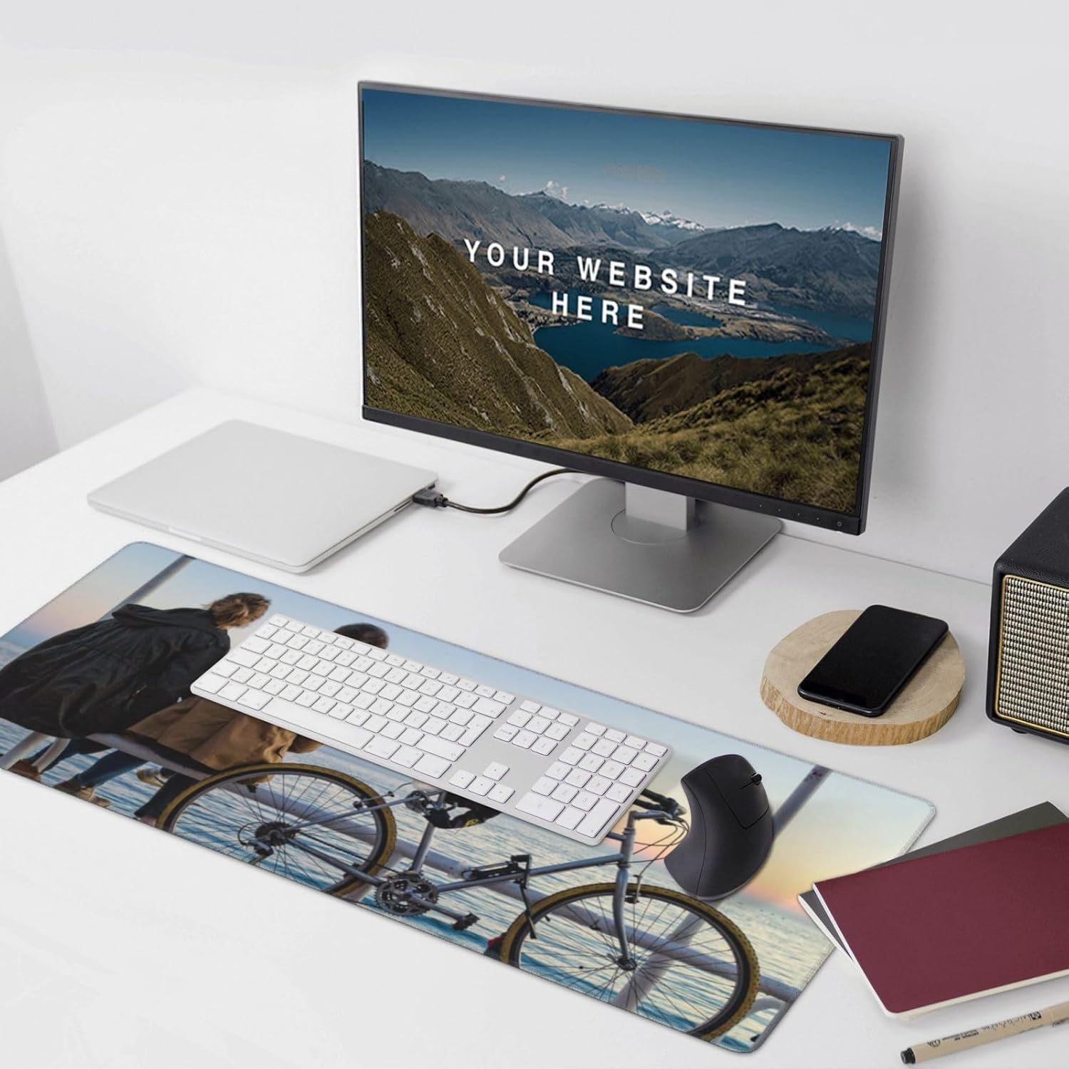 Customized Mousepad Add Your Photo Text Name Logo Personalized Laptop Desk Mats for Home Office Custom Rectanglar Rubber Mousemat Computer Desk Accessories Gifts, Blueviolet, 16X35.5In