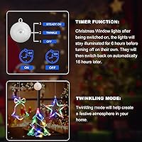 Vista 20 de Paquete de 3 luces de Navidad para ventana con temporizador, funciona con pilas, árbol de copo de nieve iluminado blanco con forma de estrella LED
