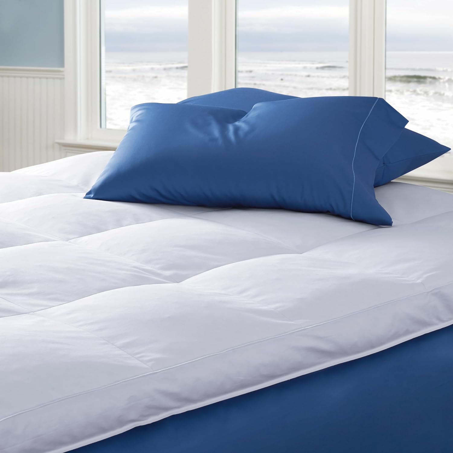 Cuddledown Down Alternative Featherbed | 100% Cotton Fabric | Hypoallergenic Fill | Bafflebox Construction | Oeko-TEX Standard 100 | King Size