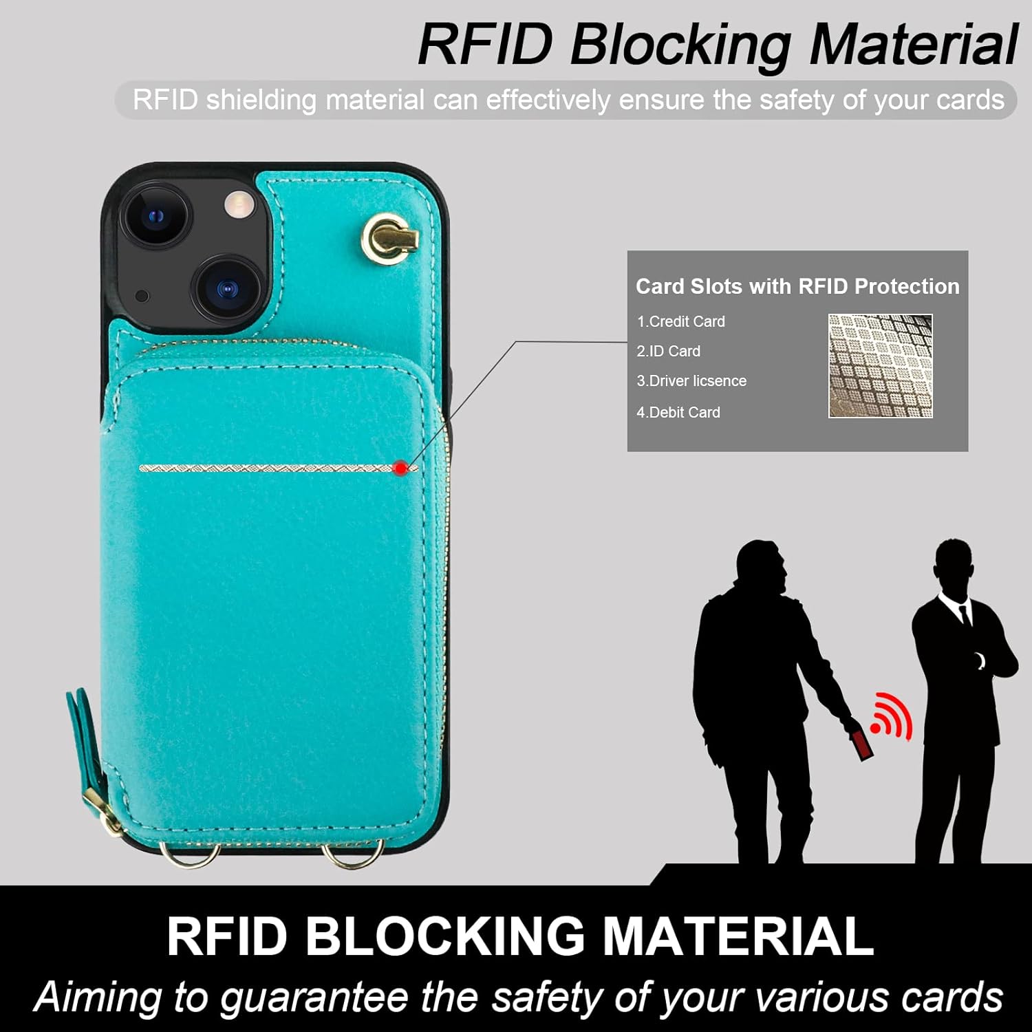 Bocasal A Multi Slots Crossbody Wallet Case for iPhone 13 + A Slim Leather Case for AirPods Pro