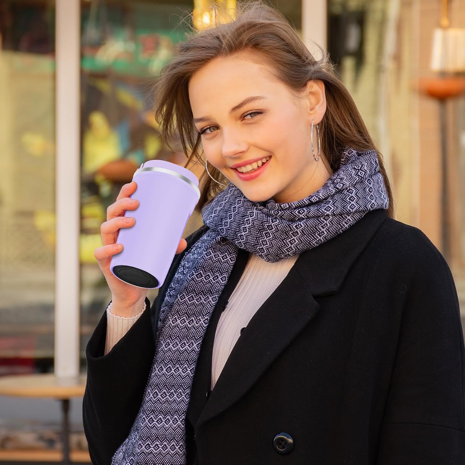 CS COSDDI 12 oz Stainless Steel Vacuum Insulated Tumbler - Coffee Travel Mug Spill Proof with Lid - Coffee Cups for Keep Hot/Ice Coffee,Tea and Beer - Image 7