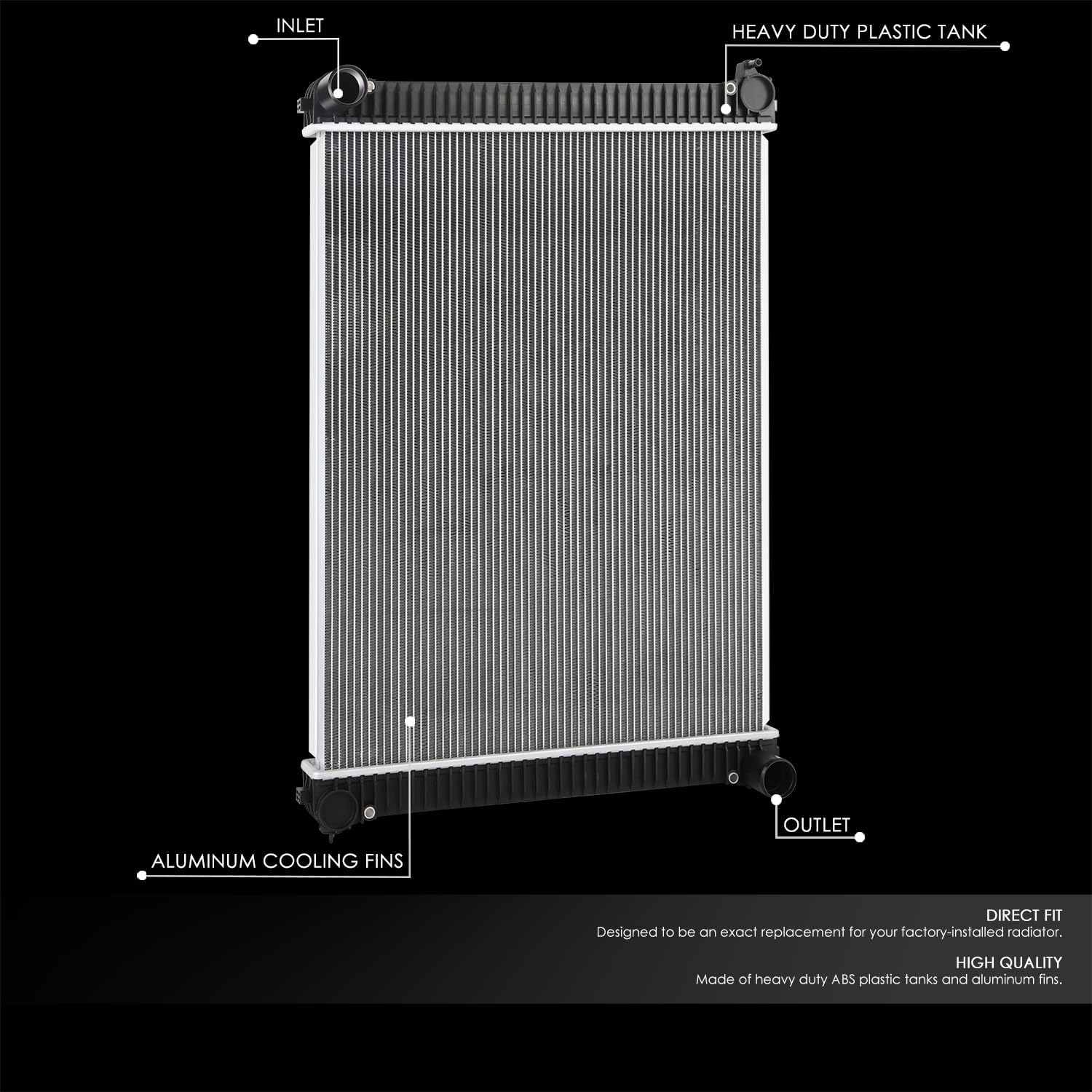 DNA MOTORING 2-Row Aluminum Radiator Compatible with 04-07 Freightliner Class M2 / 05-07 Sterling Truck Acterra 5500, BHT74660 BHTB8344 BHTB9686, OEM-RA-FL-027
