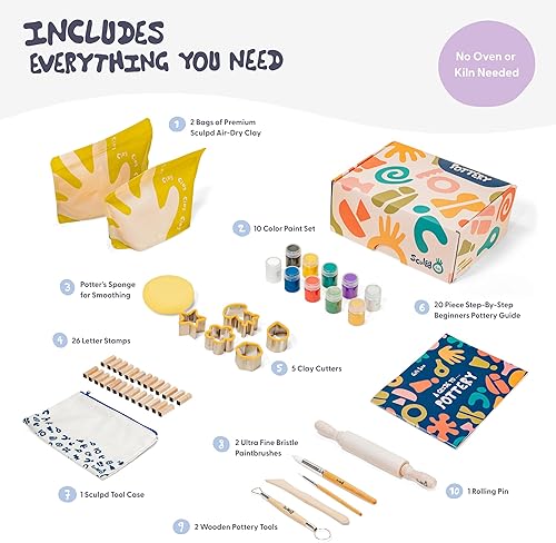 Miniatura 2 de Sculpd - El kit original de cerámica para niños, kit de iniciación de arcilla seca al aire para niños de 4 a 6 años, arcilla seca al aire con juego