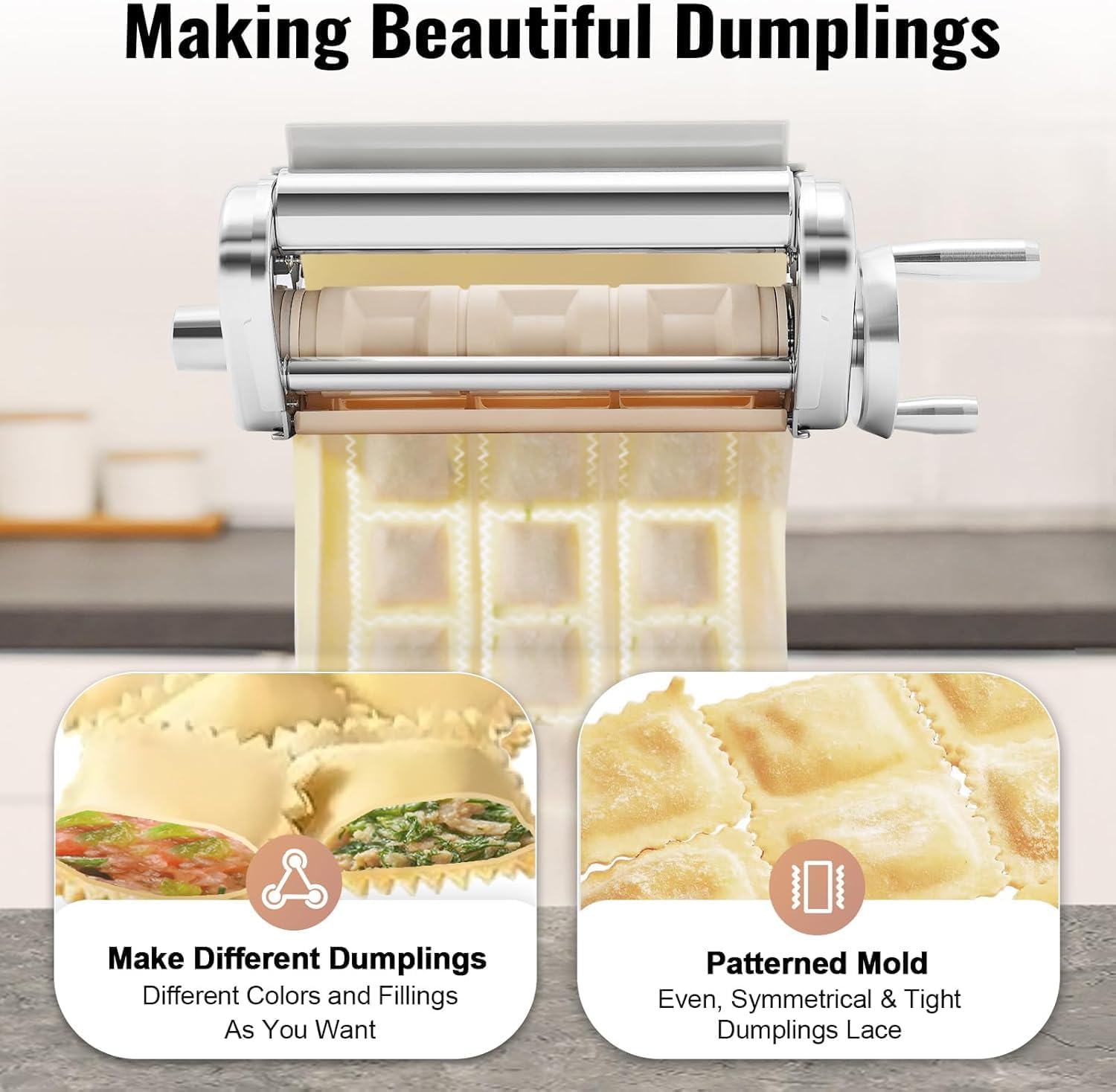 Ravioli Maker Pasta Roller Home Kitchen Aid Attachment,Stainless Steel Kitchen Stand Mixer, Kitchen Stand Mixer For Kitchen Aid Pasta Roller Cutter Ravioli Maker Stand Mixer Attachment Set