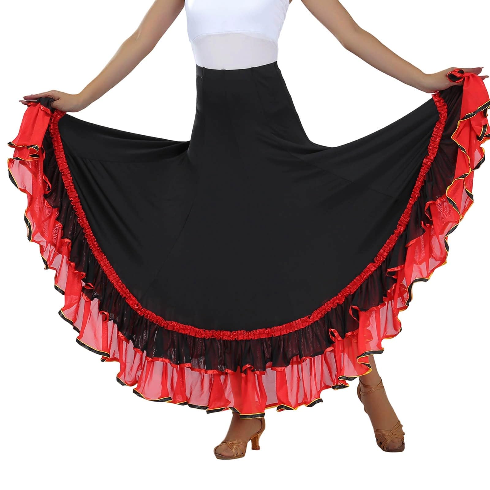 Générique Jupe de Danse Traditionnelle pour Femme Fluide et élégante à Couches Multiples Parfaite pour Les Spectacles et événements festifs