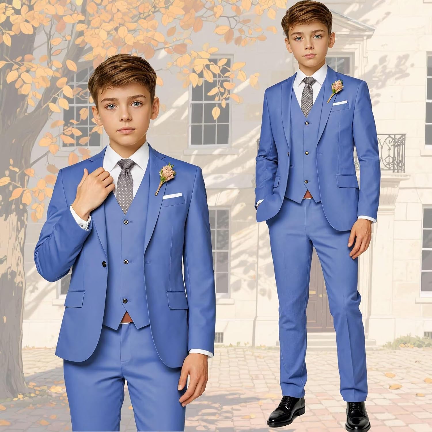 Boy Suits Wedding Outfits for Boy Kids Easter Suit 3Pc Toddler Formal Tuxedo Blazer Vest Pants Set 2-20Y