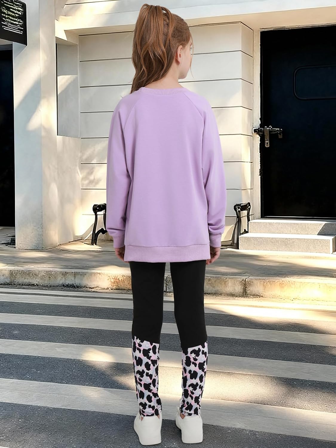 Ochine Girls Clothes, 2Pcs Girls Outfits Tie Dye Graphic Sweatshirt Tops & Leggings Print Pants Fall Winter Clothes Set - Image 5