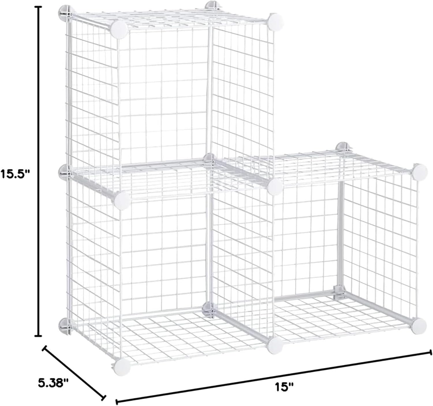 Rubbermaid 3 Piece Storage Wire Stackable Cube Set Easy Assemble White for Closet/Bookshelf/Toys Multi-Use Home Organizer