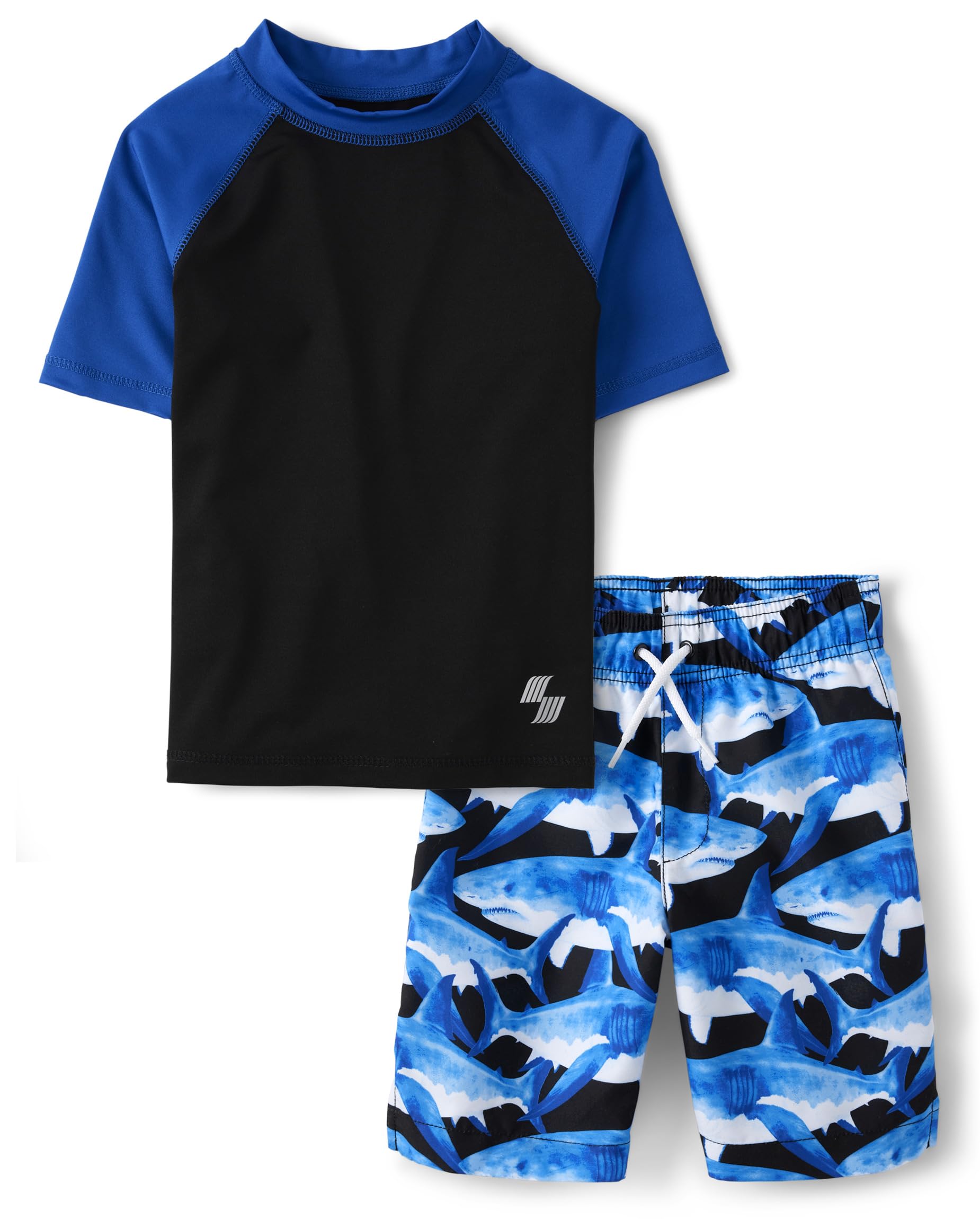 Boys' Short Sleeve Rashguard and Swim Trunk, 2-piece Set-image-48
