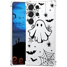 Halloween Case for Samsung Galaxy S26 Ultra Clear Ghost Fashion Designs, Phone Cover Girls Shockproof Bumper Protective Women Spider Web Phone Case for Samsung Galaxy S26 Ultra Kids Bat