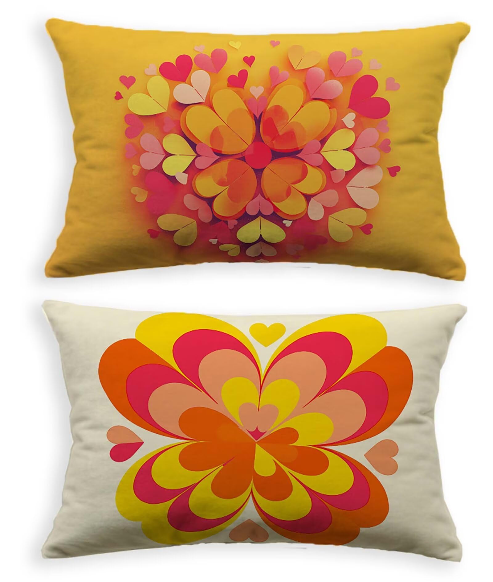 Coussin amour 80x100 cm orange en velours pour soulager votre dos