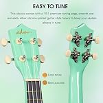 ADM Ukulele pour débutants Hawaïen Wood Ukelele Kit pour adultes étudiant Starter Professional Ukalee Pack ensemble avec des leçons gratuites Gig sac sangle Nylon chaîne Tuner Pick (Cyan Green, 21 De pouce)