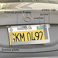 Vista 7 de Marco de matrícula de acero inoxidable pulido con tapas de rosca cromadas, 2 agujeros inoxidables, acabado cromado a prueba de óxido, 2