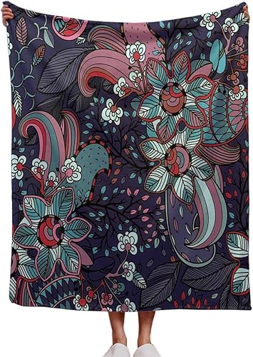 Cobijas para Invierno Retro Floral Graffiti Manta Creativa para Sofá Coquette Decoración de Habitación 70 x 70 pulgadas