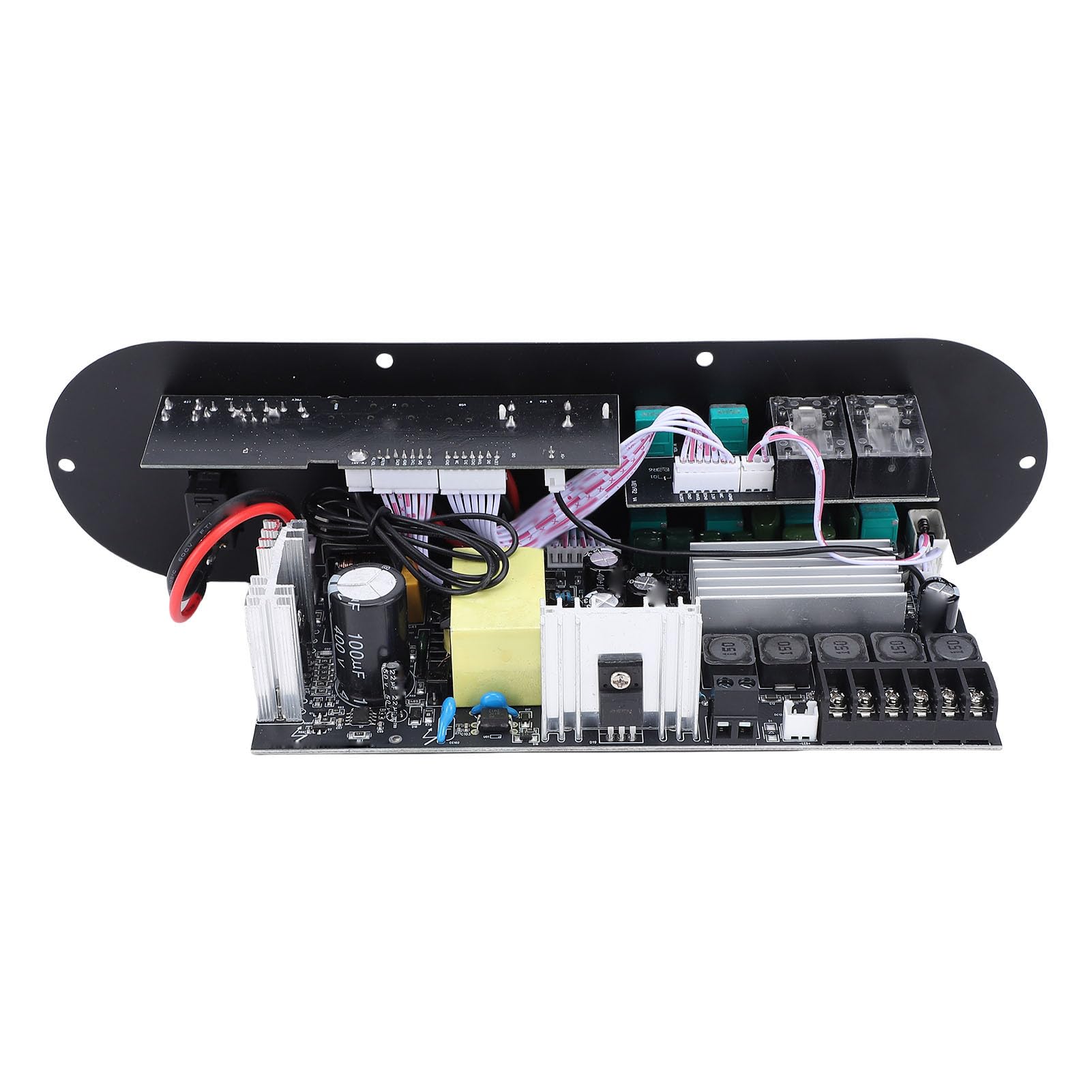 lyrlody Placa Amplificadora de 2.1 Canales Placa Amplificadora Bluetooth Aleación de Aluminio 50W X2 Más Subwoofer de 100W BT 5.0 AUX FM USB para Audio de Escritorio de Karaoke Estéreo Doméstico