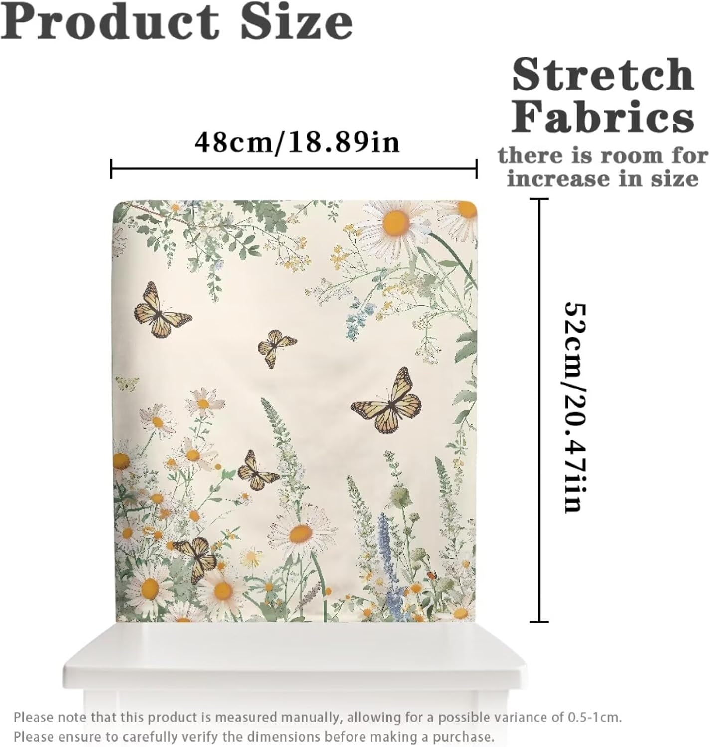 Daisy Floral Butterfly Print Breathable Chair Back Cover Chair Back Slipcovers Decorative Dining Chair Protector for Dining Room Wedding Kitchen Party Ceremony, Set of 6