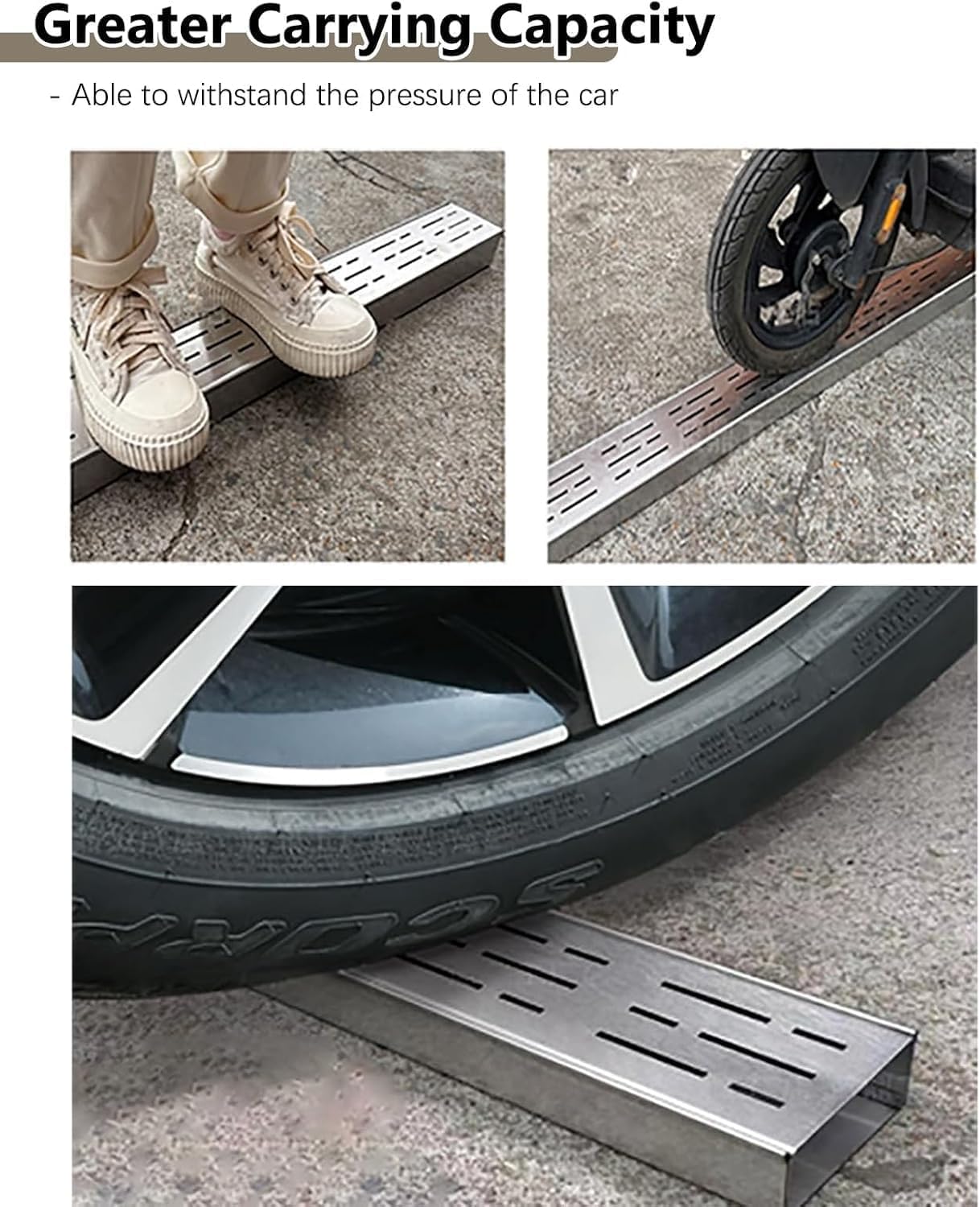Griglia di scarico in acciaio inox, 100 x 10 x 8 cm, sistema di drenaggio per un efficace drenaggio dell'acqua e prevenzione dell'accumulo in cortili e cortili