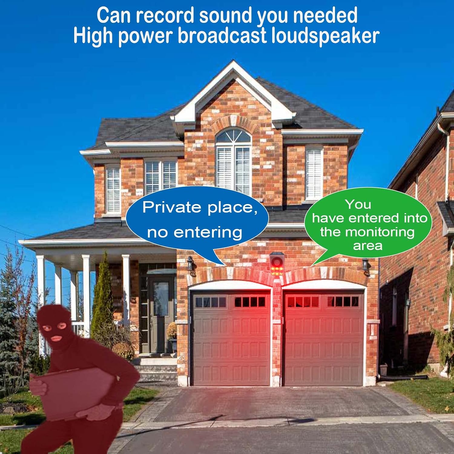 Image showing a person recording a custom message into the YOYOJAMES Solar Motion Sensor Alarm