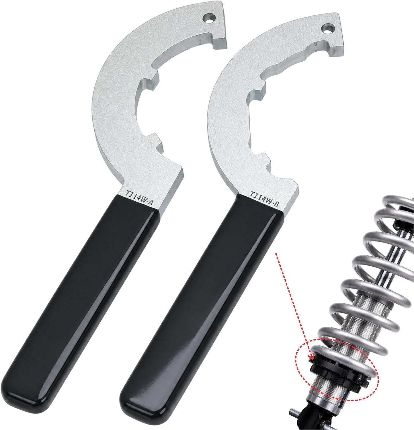 T114W Spanner Wrench Set Compatible with QA1 Coil-Over Shocks, 2-Piece
