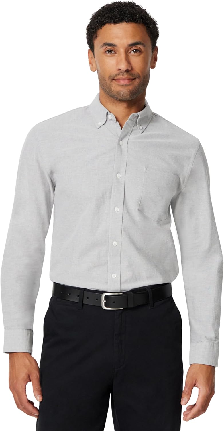 Amazon Essentials Men's Button-Down Long Sleeve Casual Pocket Oxford Shirt