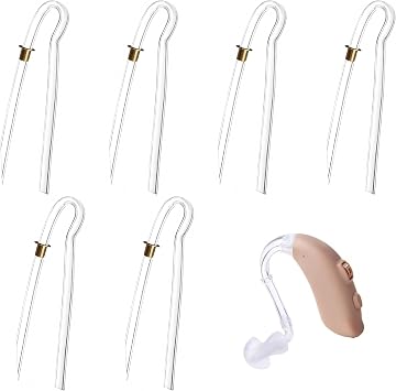 6pcs Hearing Aid Tubes, Hearing Aid Tubes Replacement NHS with Gold Lock, Suitable for Most Hearing Aids Flexible Hearing Aid Tubes Replacement Transmitting Clear Sound3.6 * 2.0mm