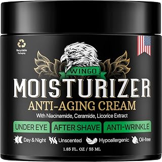 All-In-One Mens Face Moisturizer Cream - After Shave Lotion for Men - Anti Aging & Wrinkle - Vitamin B E, Collagen, Aloe Vera - Organic Day & Night Skin Care, 1.85 oz