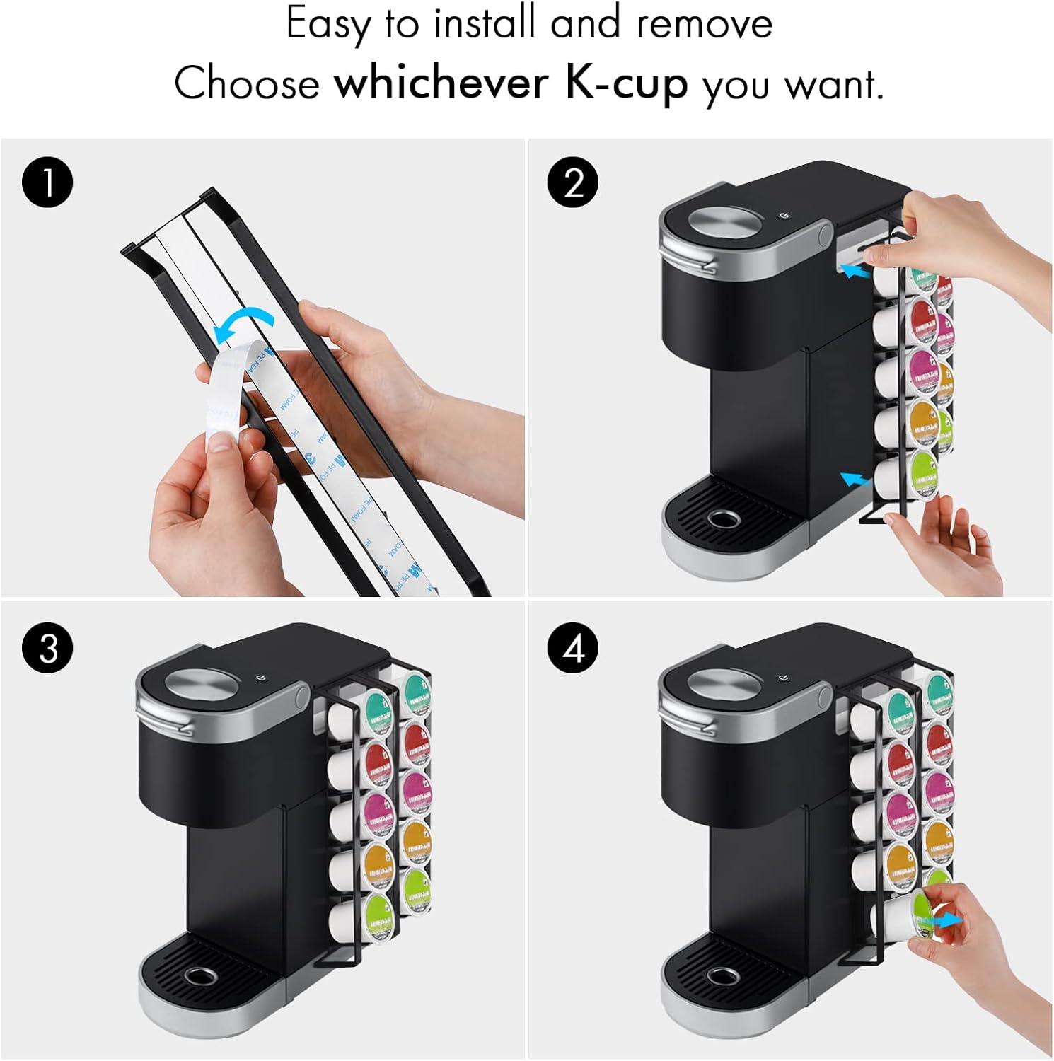 KES Matte Black 2 Pack Adhesive Coffee Pod Holder for Keurig Over The Door Towel Rack, KCPH500-BK-P2+KTH500S26-BK-P2-KES