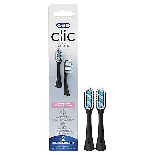 Oral-B Clic - Cabezales de repuesto para cepillos de dientes, color negro, 2 unidades