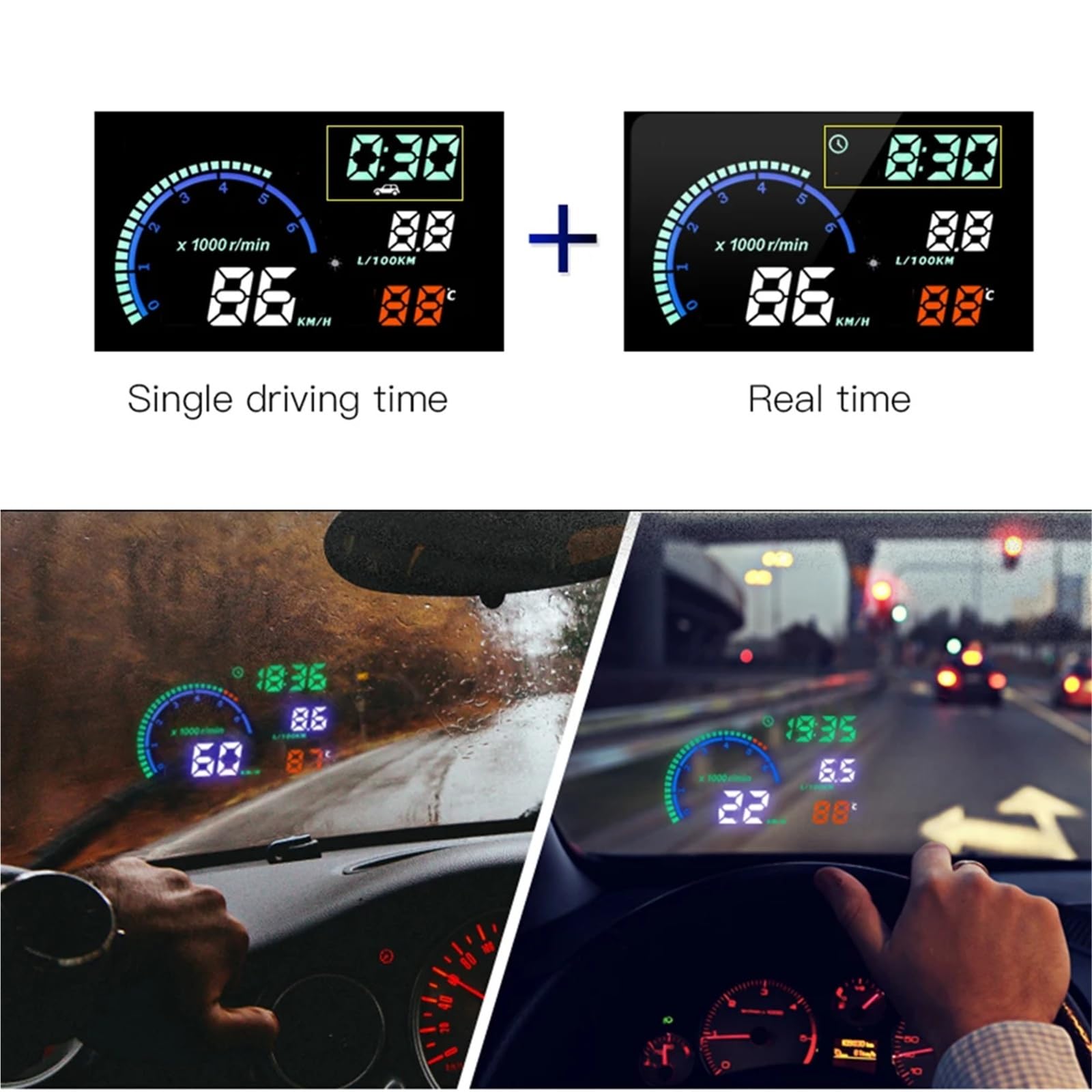 HUD OBD2 Head Up Display Windshield Projector for Gasoline Car Speedometer