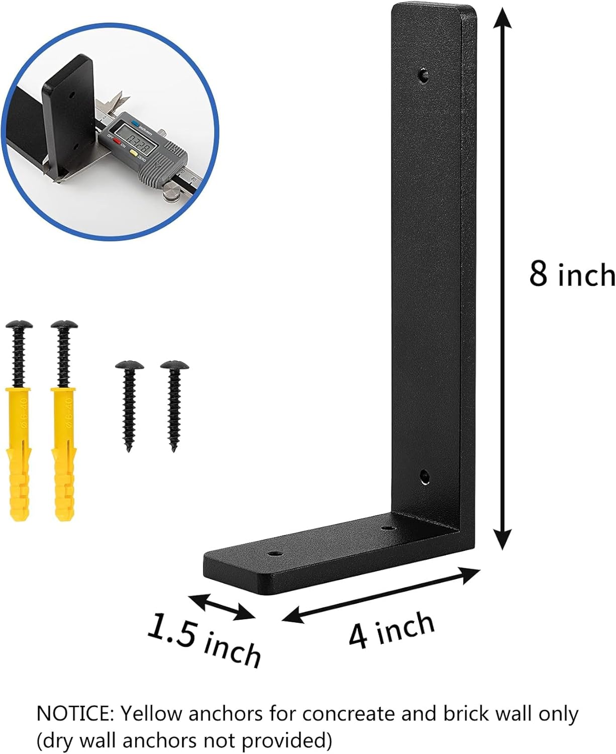 8"x 4"Shelf Brackets,L Shelf Brackets, die-cast Formation, Vertical Angle, Premium Alloy Metal Heavy Duty Shelf Bracket, high Strength Mounting Hardware Included, Corner Brace Joint,Pack of 4.