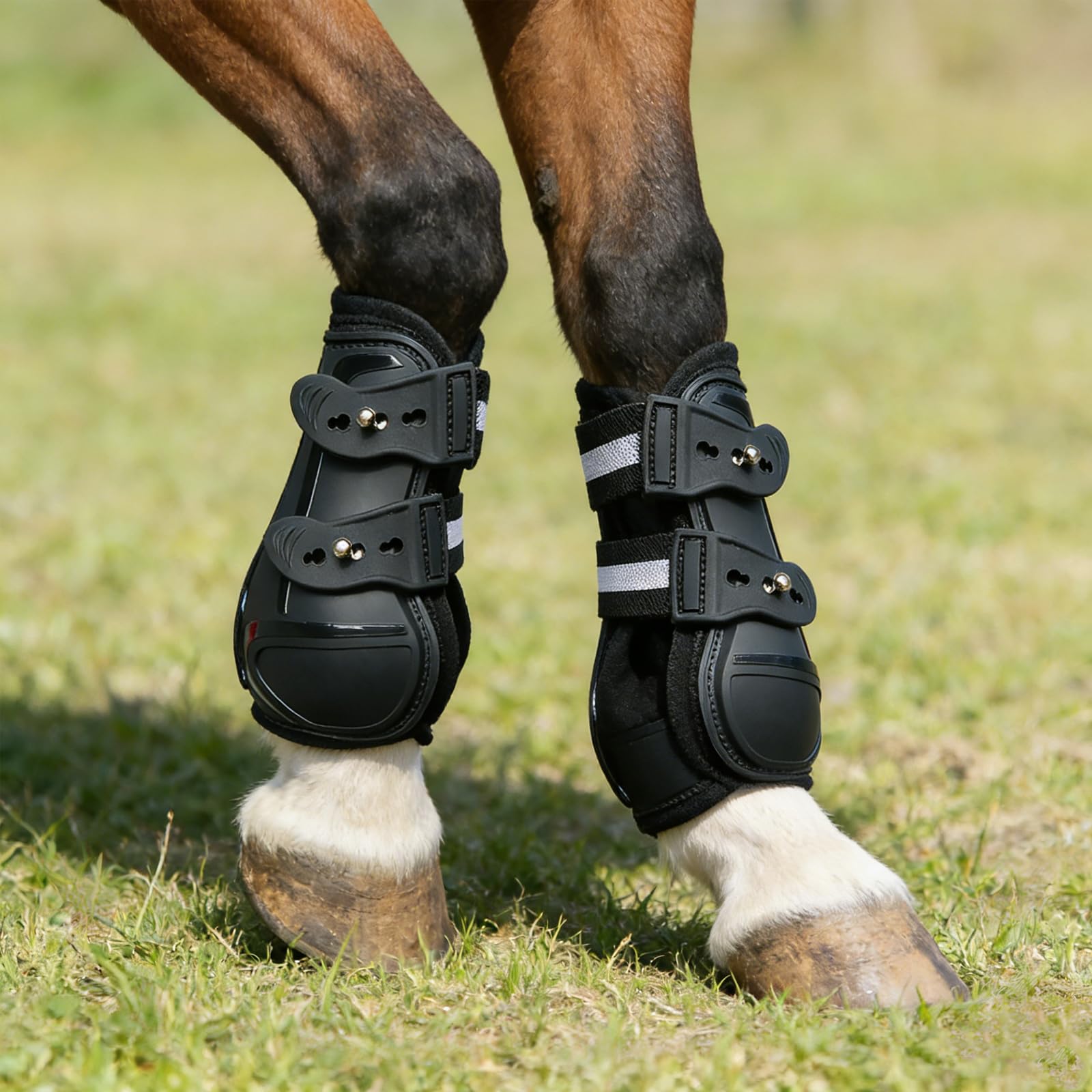 PU Shell Cavallo Tendine Boot Assorbimento Shock Equestri Leg Wraps Equitazione Leg Guard Facile da Usare Tendine Boot