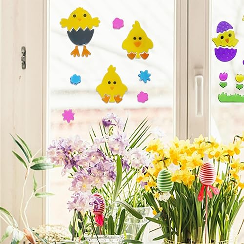 Miniatura 4 de 4 adhesivos de Pascua para ventanas de vidrio, adhesivos decorativos de gel de Pascua para niños, calcomanías de Pascua impresas coloridas con