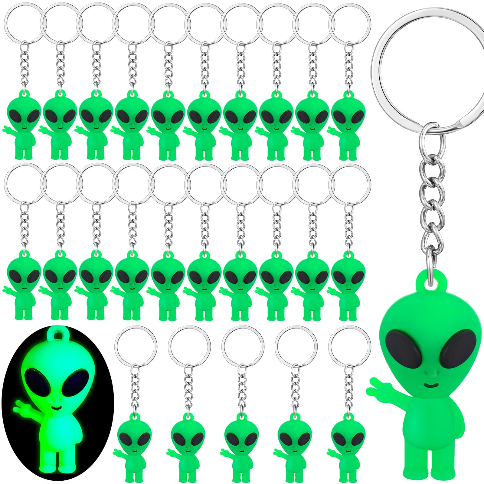 激レア　ALIEN GLOW-IN-THE-DARK KEYRING Amazon.com: Glow In The Dark Alien Keychain, Black light