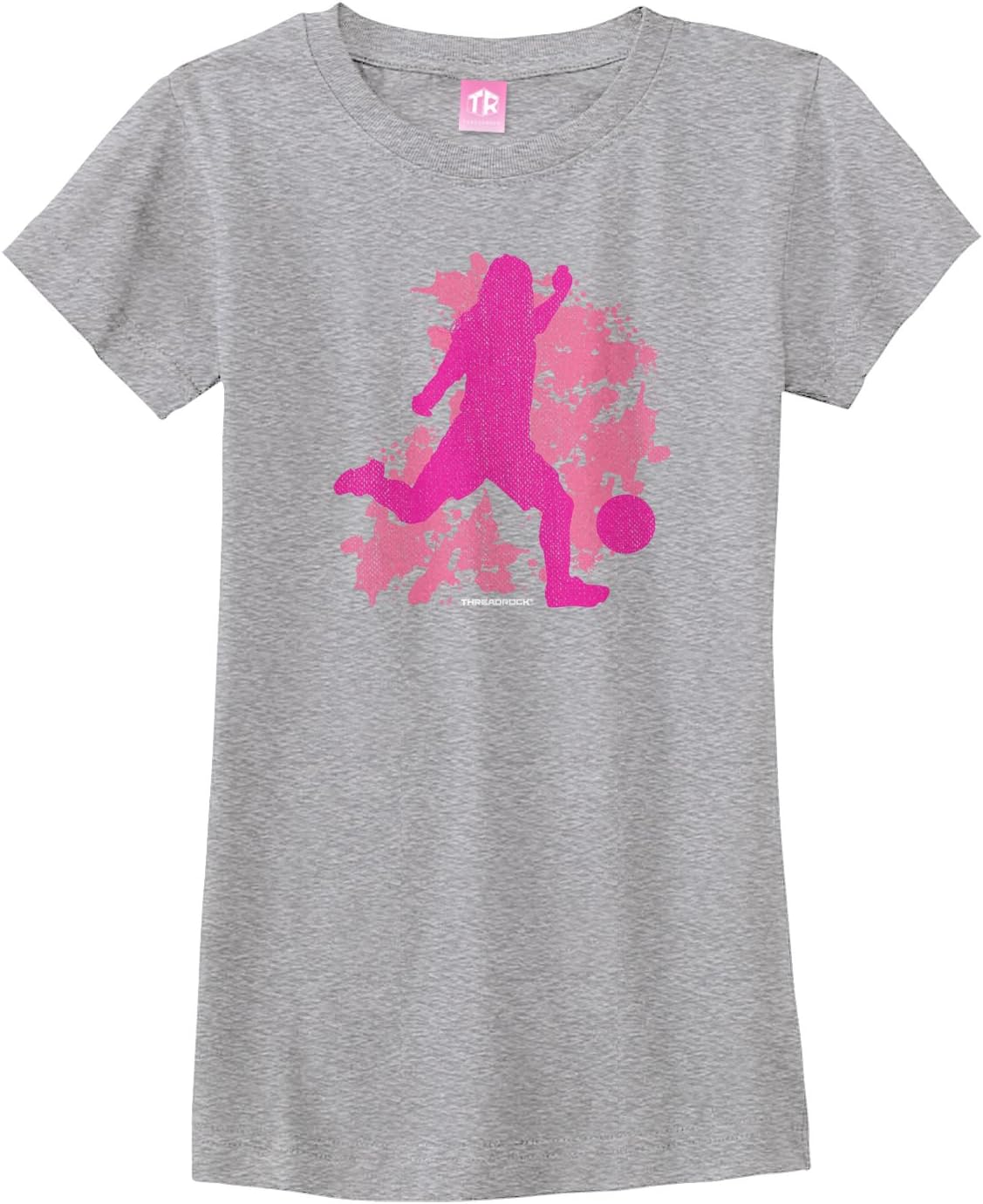 Threadrock Big Girls' Soccer Player Fitted T-Shirt