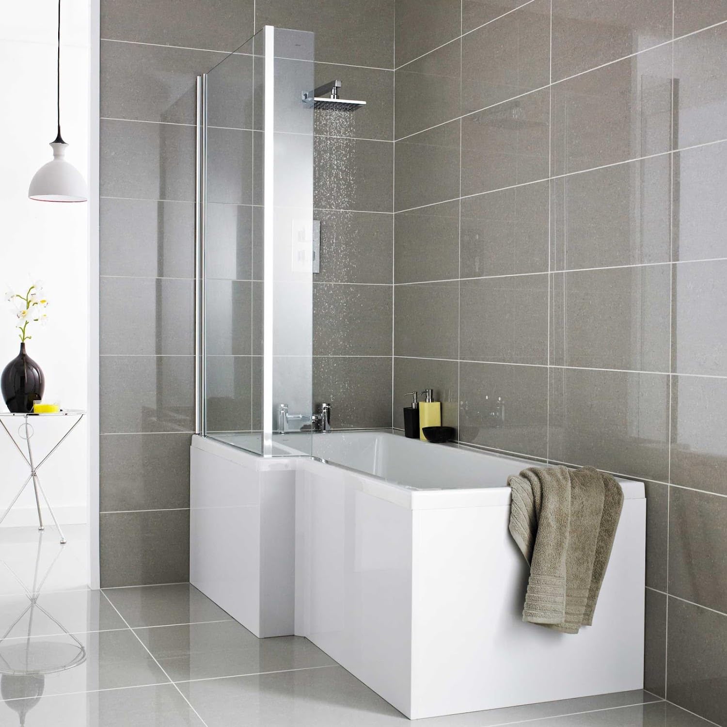 Affine® 1600 Side Front Panel & 680mm End Shower Bath Panel 18mm MDF, Modern Wooden Panels for Bathroom L Shaped Baths Soaking Tubs, White Gloss