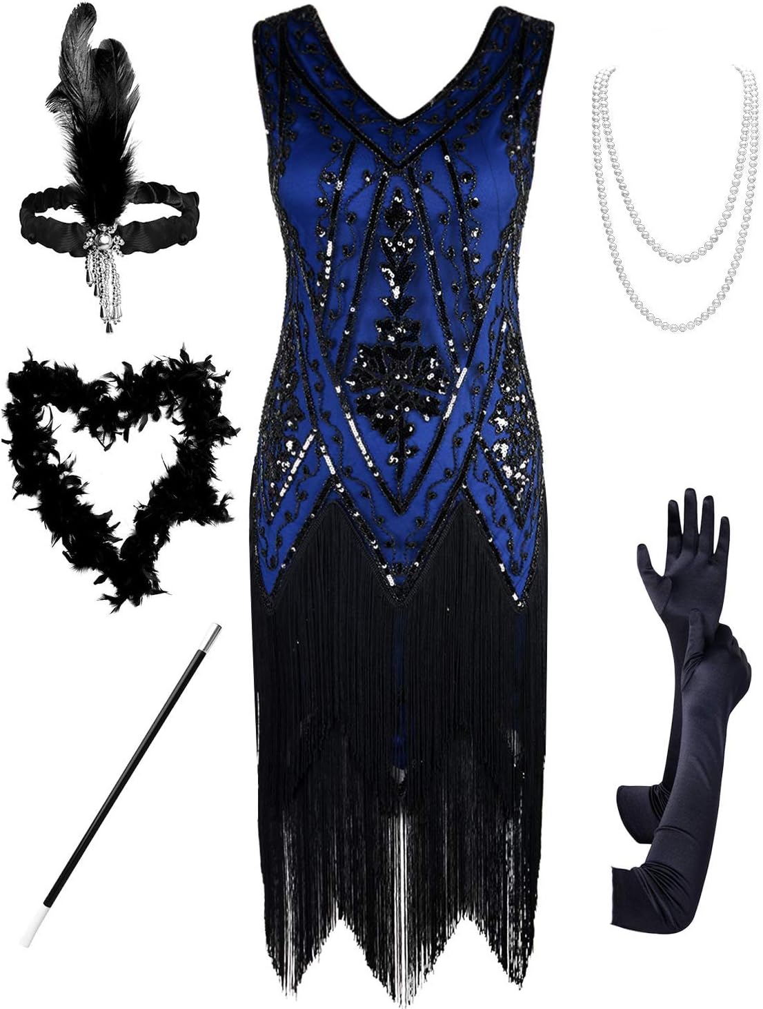 PrettyGuide Women's 1920s Flapper Dress Vintage Swing Fringed Gatsby Roaring 20s Dress